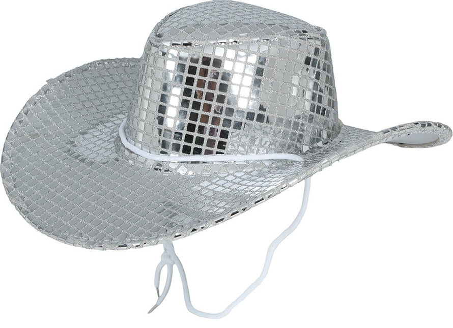80s silver disco cowboy hat, adult van Fiestas Guirca koop je bij Partywinkel