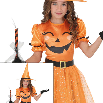 Halloween Jurk Oranje Kind Heks