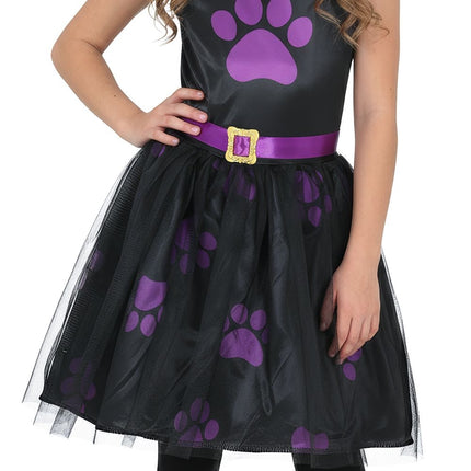 Halloween Jurk Zwart Kind Paarse Kat