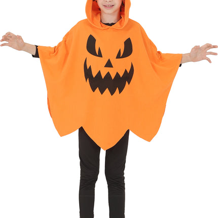Halloween Poncho Kind Pompoen