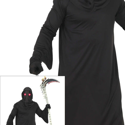 Halloween Kostuum Zwart Heren Donker Rode Ogen Met Licht