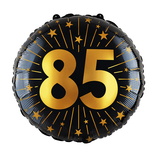 85 Jaar Helium Ballon Zwart Goud Leeg 45cm van WeFiesta koop je bij Partywinkel