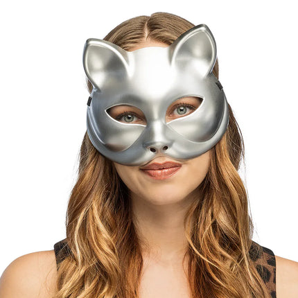Halfmasker Kitty zilver