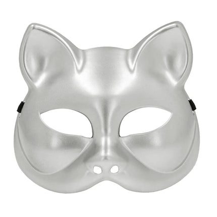 Halfmasker Kitty zilver