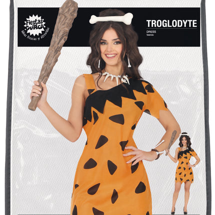 Holbewoner Jurk Zwart Oranje Dames