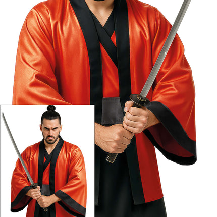 Rood Zwarte Kimono Heren 3 delig