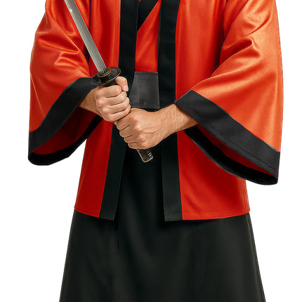 Rood Zwarte Kimono Heren 3 delig