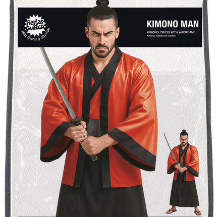 Rood Zwarte Kimono Heren 3 delig