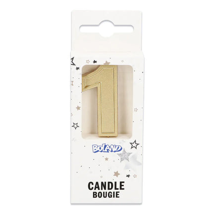 Kaarsje Elegant '1' goud op prikker (3 x 4,2 x 0,7 cm)