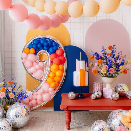 9 Jaar Ballon Frame Zilver 1,26m van Partydeco koop je bij Partywinkel