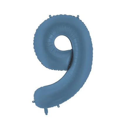 9 Jaar Cijfer Ballon Blauw Mat Leeg 86cm van Partydeco koop je bij Partywinkel