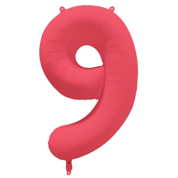 9 Jaar Cijfer Ballon Rood Neon Leeg 86cm van Riethmueller koop je bij Partywinkel