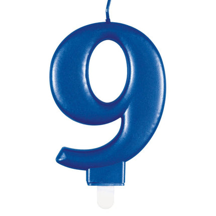9 Jaar Kaars Blauw 12cm van Unique koop je bij Partywinkel