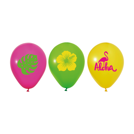 Hawaii Ballonnen Gekleurd Aloha 30cm 6st