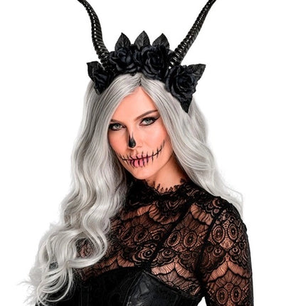 Halloween Haarband Zwart Duivel Bloem