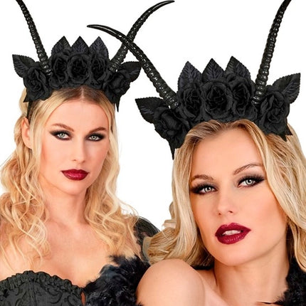 Halloween Haarband Zwart Duivel Bloem