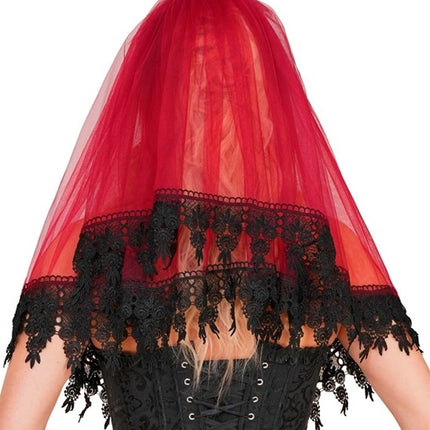 Halloween Sluier Rood Zwart