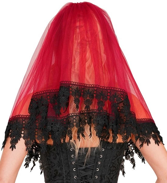 Halloween Sluier Rood Zwart