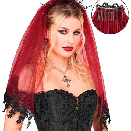 Halloween Sluier Rood Zwart