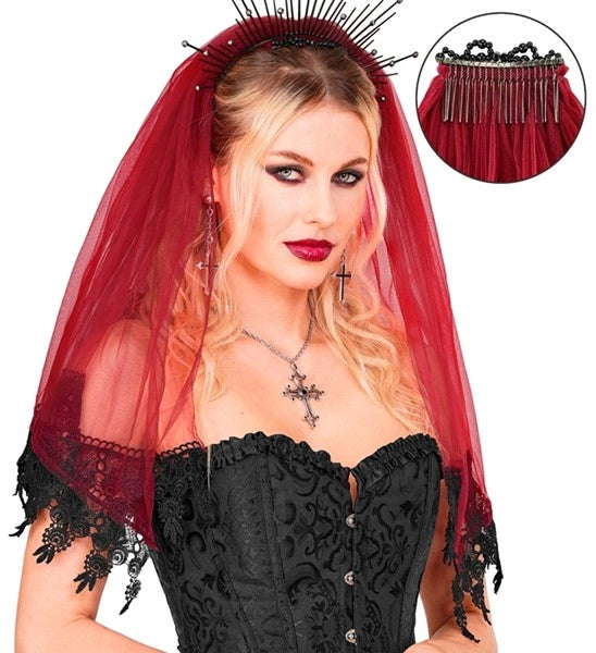 Halloween Sluier Rood Zwart