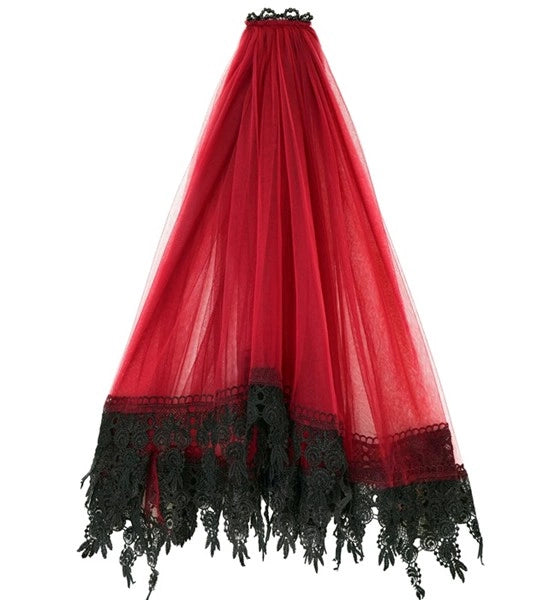 Halloween Sluier Rood Zwart