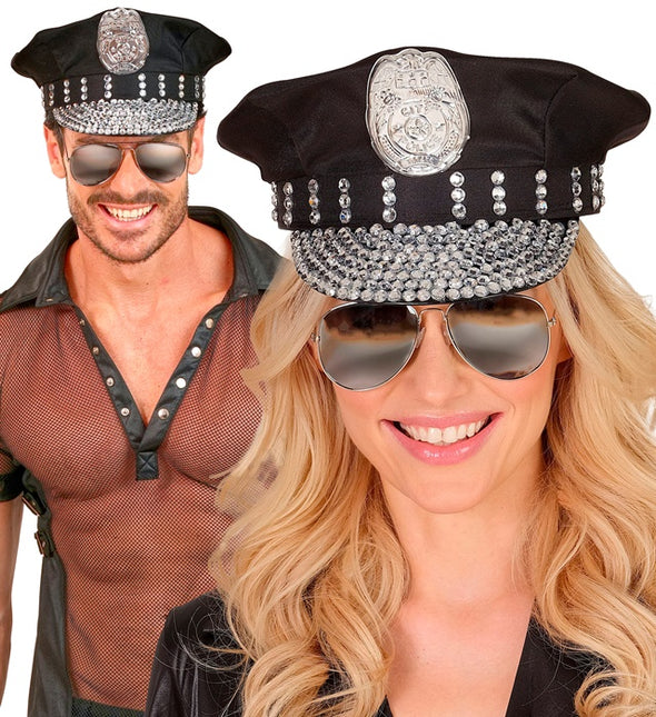 Politie Pet Zwart Stras Steentjes