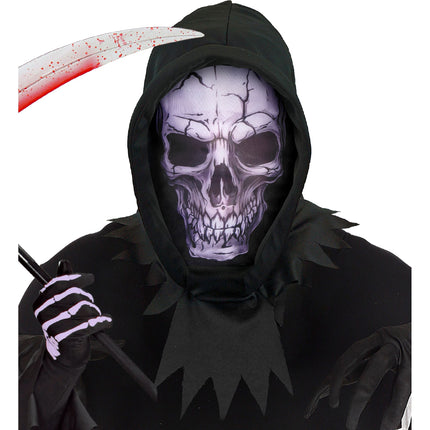 Schedel Masker Zwart Met Kap
