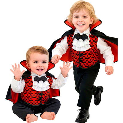 Vampier Kostuum Rood Zwart Baby