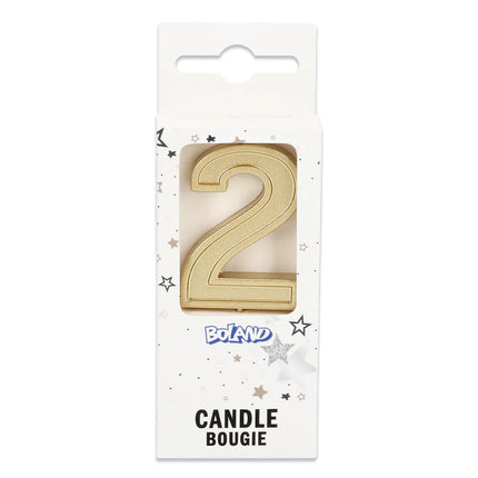 Kaarsje Elegant '2' goud op prikker (3 x 4,2 x 0,7 cm)