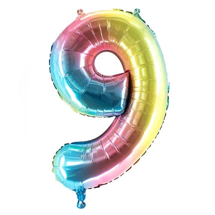9 Jaar Cijfer Ballon Regenboog 1m Leeg