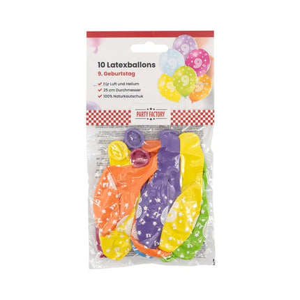 9 Jaar Ballonnen Gekleurd 30cm 10st