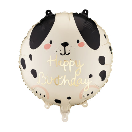Folieballon rond Hond Happy Birthday, 35x35 cm, mix