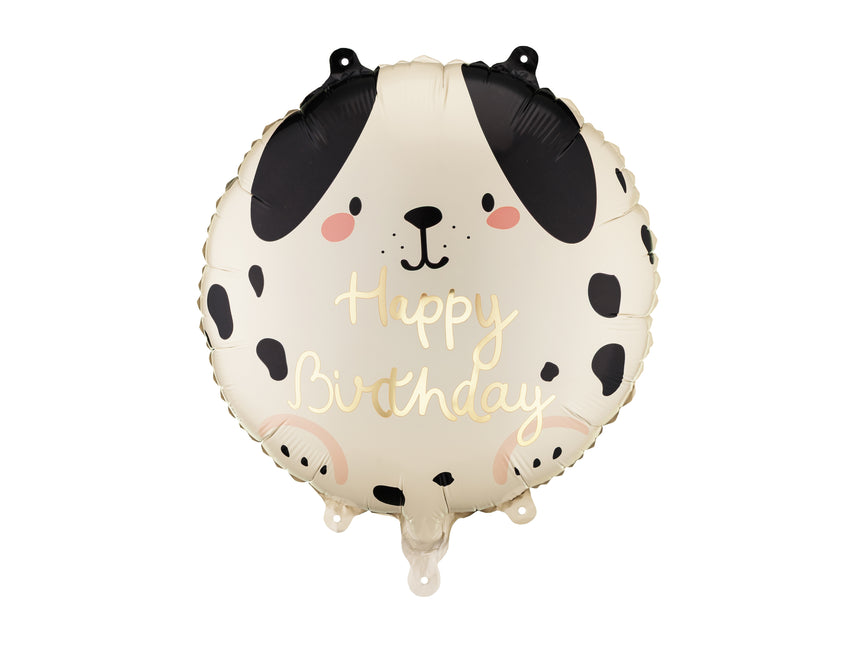 Folieballon rond Hond Happy Birthday, 35x35 cm, mix