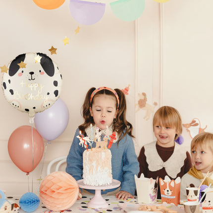 Folieballon rond Hond Happy Birthday, 35x35 cm, mix