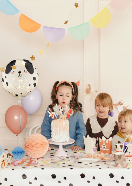 Folieballon rond Hond Happy Birthday, 35x35 cm, mix