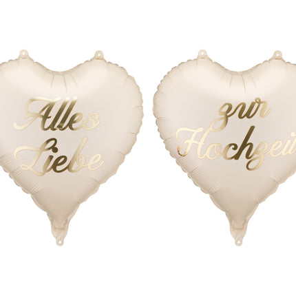 Folieballonnen hartjes ‘'Alles Liebe zur Hochzeit’', 45 cm, mix