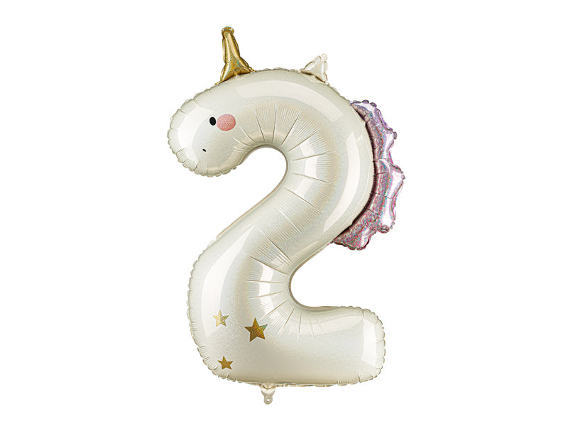 Heliumballon 2 jaar Unicorn, 93cm, mix