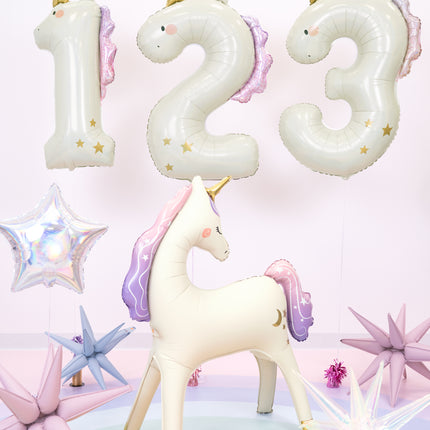 Heliumballon 2 jaar Unicorn, 93cm, mix