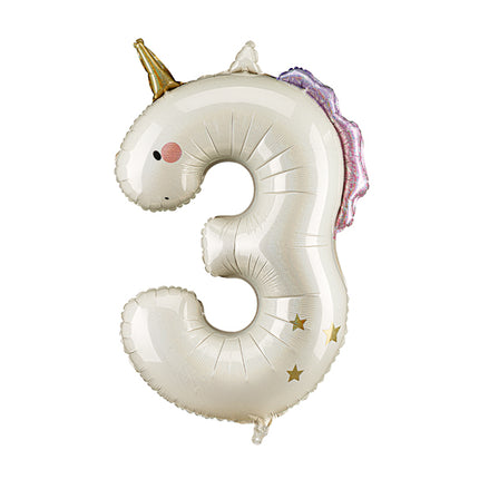 Heliumballon 3 jaar Unicorn, 93cm, mix