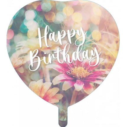 Happy Birthday Helium Ballon Hart Bloemen Leeg 45cm