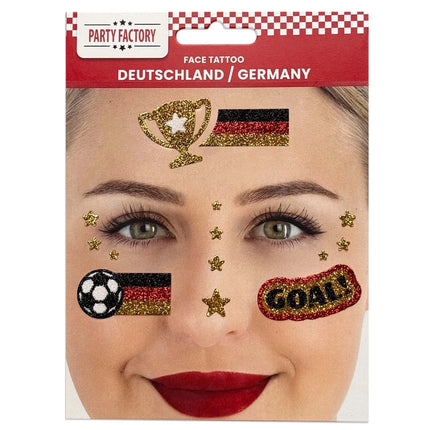 Voetbal Nep Tattoos Gezicht Glitter Duitsland