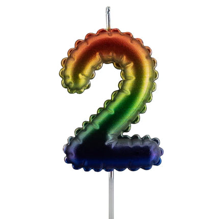 2 Jaar Kaars Regenboog 7cm