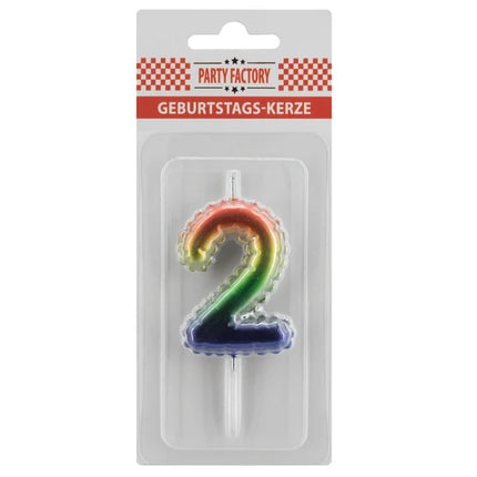 2 Jaar Kaars Regenboog 7cm