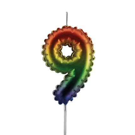 9 Jaar Kaars Regenboog 7cm