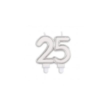 25 Jaar Kaars Zilveren Rand 7cm