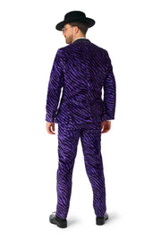 Pimp Kostuum Heren Paars Zebraprint 3-delig