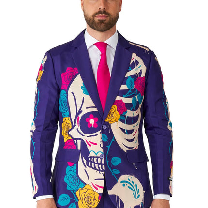 Sugar Skull Kostuum Heren Paars 3-delig