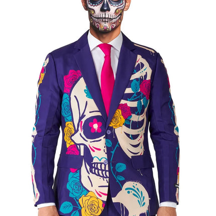Sugar Skull Kostuum Heren Paars 3-delig
