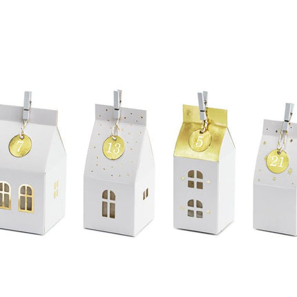 Adventkalender Huisjes Wit van Partydeco koop je bij Partywinkel