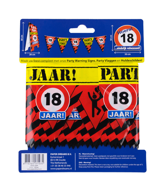 Afzetlint 18 Jaar 12m van Paper Dreams koop je bij Partywinkel